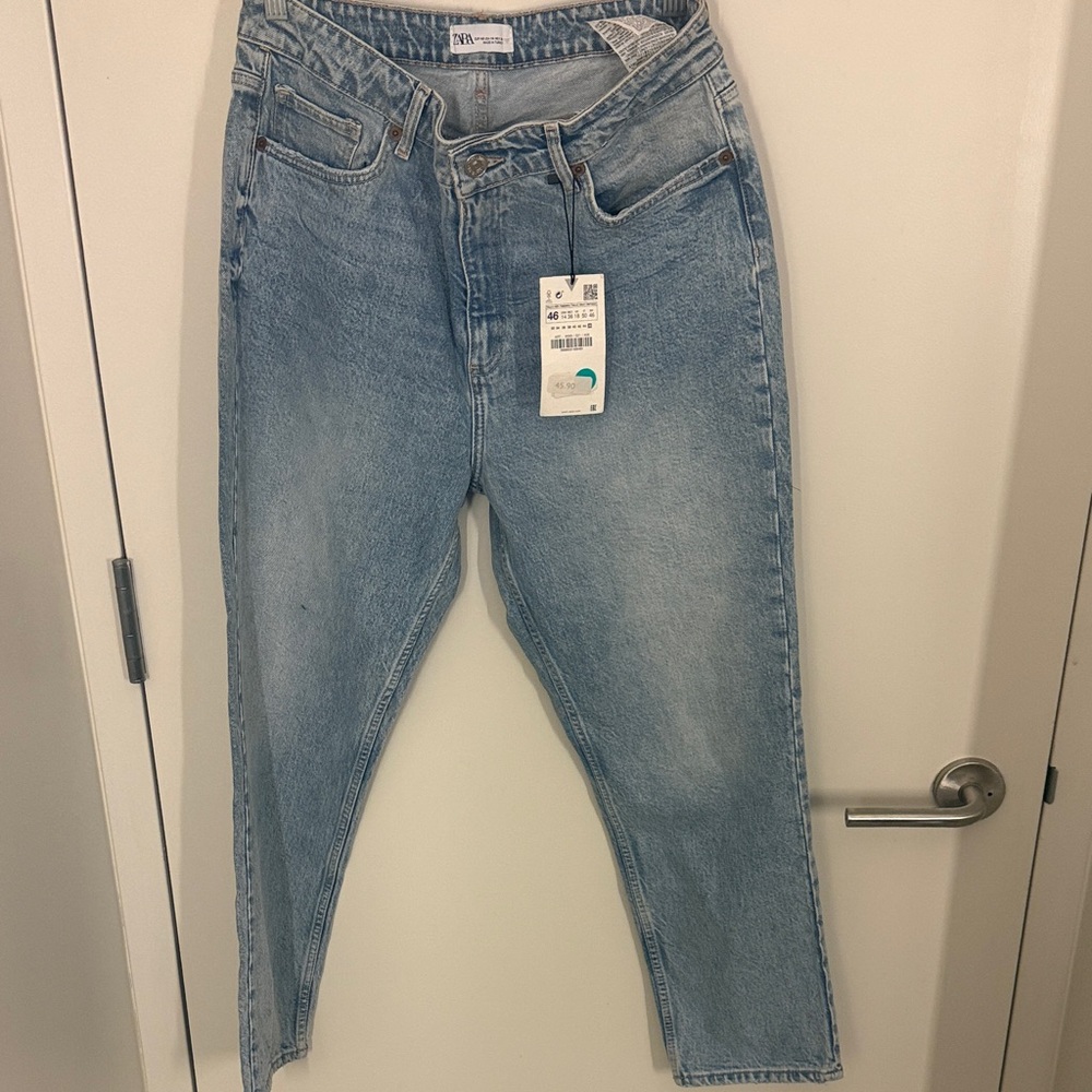 Zara Sky Blue mom fit Jeans